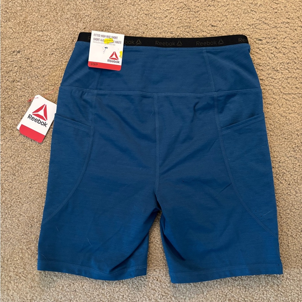 NWT Reebok Blue High-Waist Performance Shorts - Small - Picture 2 of 5